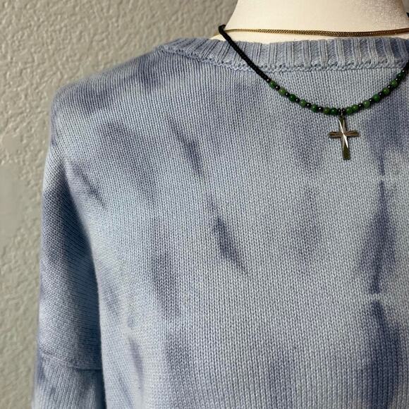 100% Cotton Blue Tie Dye Knit Pullover - Picture 3 of 6